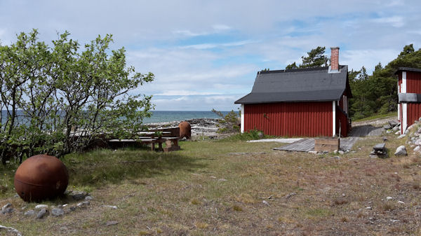 Byggnader på södra delen av ön. 